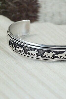 Navajo Sterling Silver Storyteller Bracelet - Richard Singer