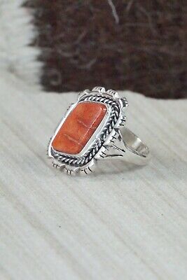 Spiny Oyster and Sterling Silver Ring - Andrew Vandever - Size 6.5