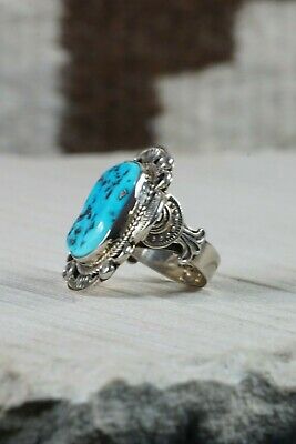Navajo Turquoise and Sterling Silver Ring - Rita Tom - Size 11 - High Lonesome Trading