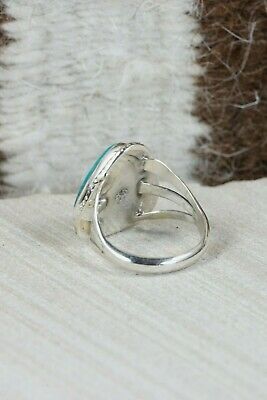 Navajo Turquoise & Sterling Silver Ring - Grace Kenneth - Size 8.5