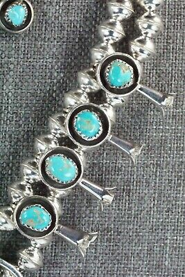 Turquoise & Sterling Silver Squash Blossom and Earrings - Phil Garcia