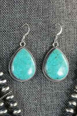Navajo Turquoise & Sterling Silver Squash Blossom and Earrings - Tom Lewis - High Lonesome Trading