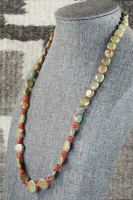 Turquoise, Coral & Sterling Silver Necklace - Navajo