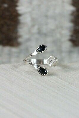 Navajo Onyx and Sterling Silver Ring - Roger Pino - Size 7.75 - High Lonesome Trading