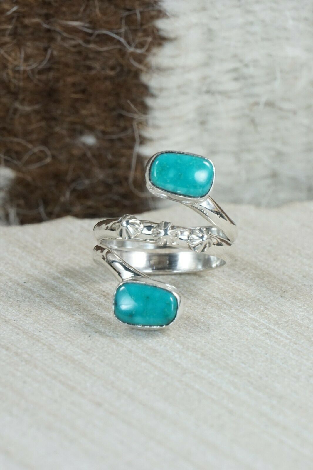 Navajo Turquoise and Sterling Silver Ring - Bobby Platero - 6.75