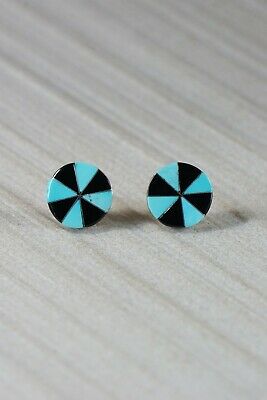 Zuni Turquoise & Sterling Silver Earrings - Johnson Laweka - High Lonesome Trading