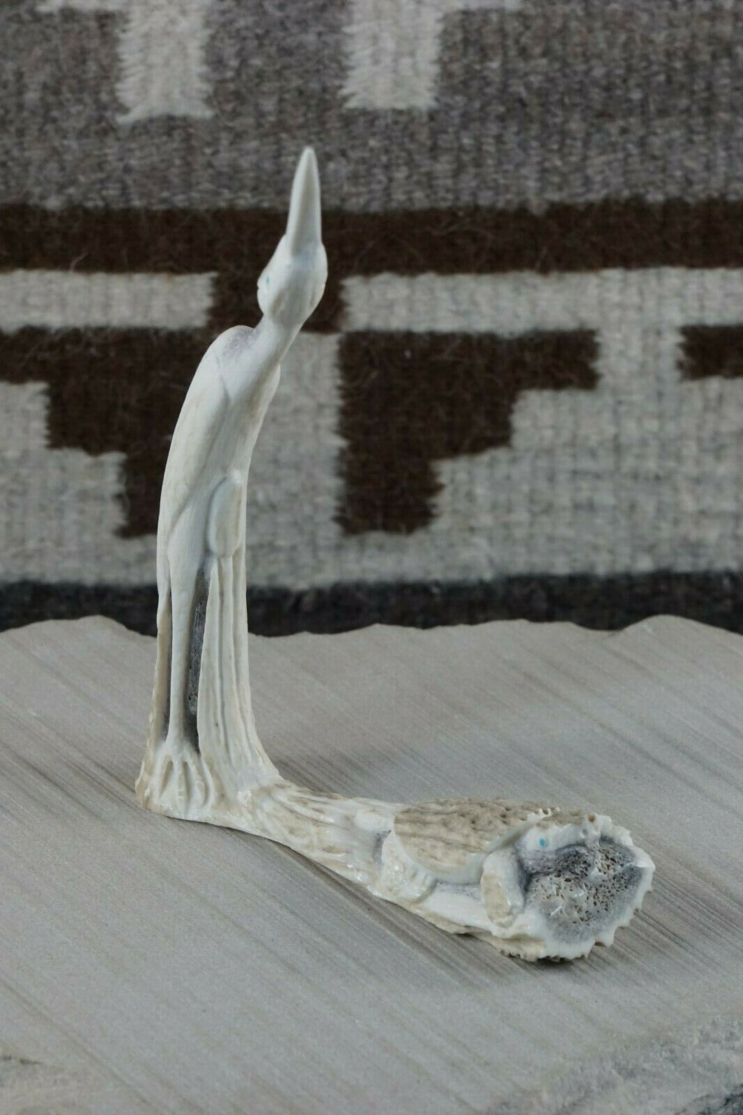 Crane Zuni Fetish Carving - Maxx Laate - High Lonesome Trading