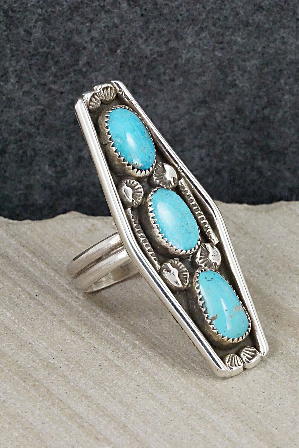 Turquoise & Sterling Silver Ring - Priscilla Reeder - Size 9