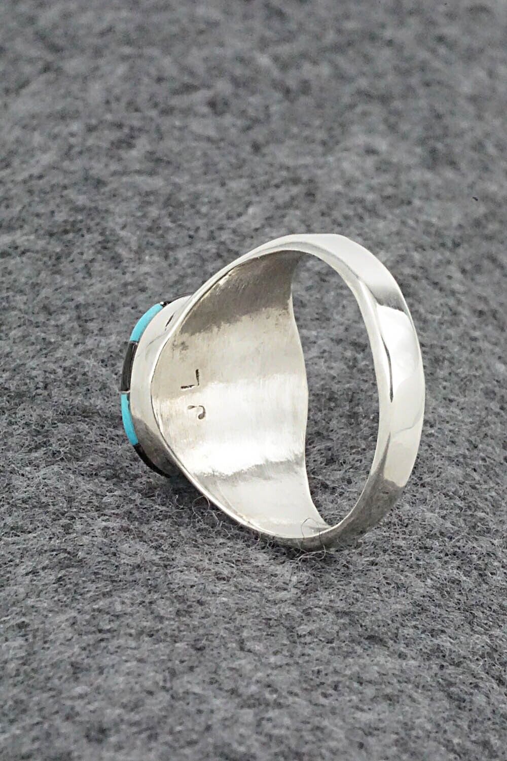 Turquoise, Onyx & Sterling Silver Ring - Johnson Laweka - Size 11