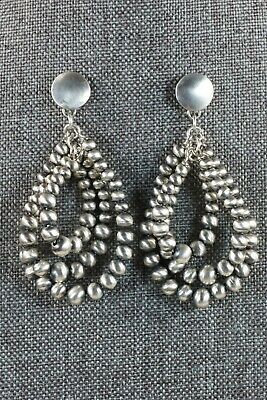 Navajo Sterling Silver Earrings - Jan Mariano - High Lonesome Trading