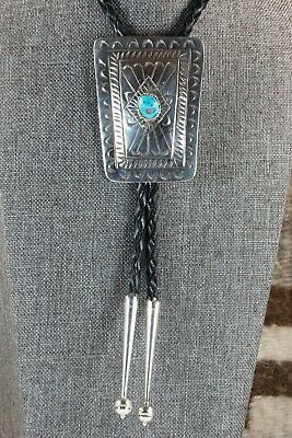 Navajo Turquoise & Sterling Silver Bolo Tie - Carson Blackgoat