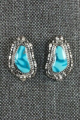 Navajo Turquoise & Sterling Silver Earrings - Annie Spencer - High Lonesome Trading
