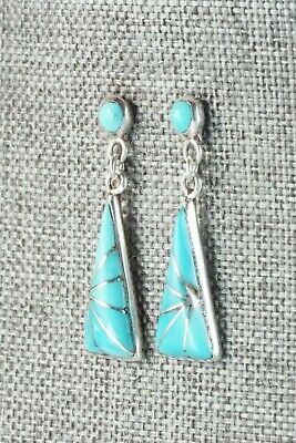 Turquoise & Sterling Silver Earrings - Kal Kallestewa