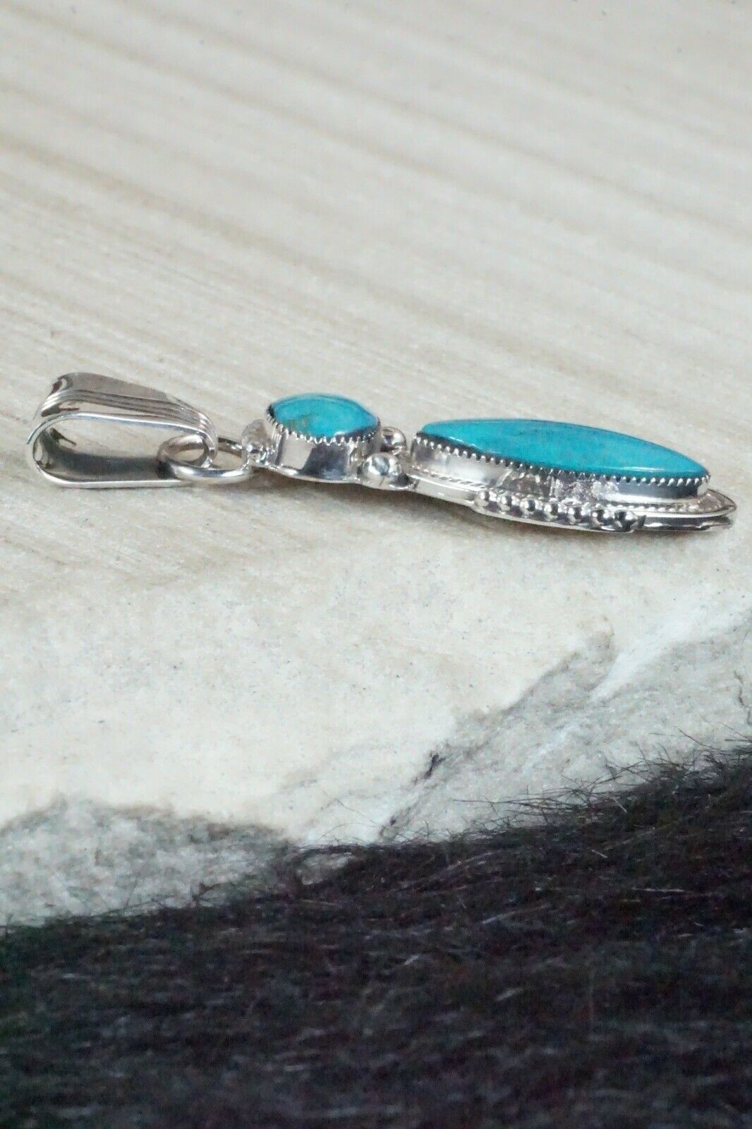 Turquoise and Sterling Silver Pendant - Bobby Platero