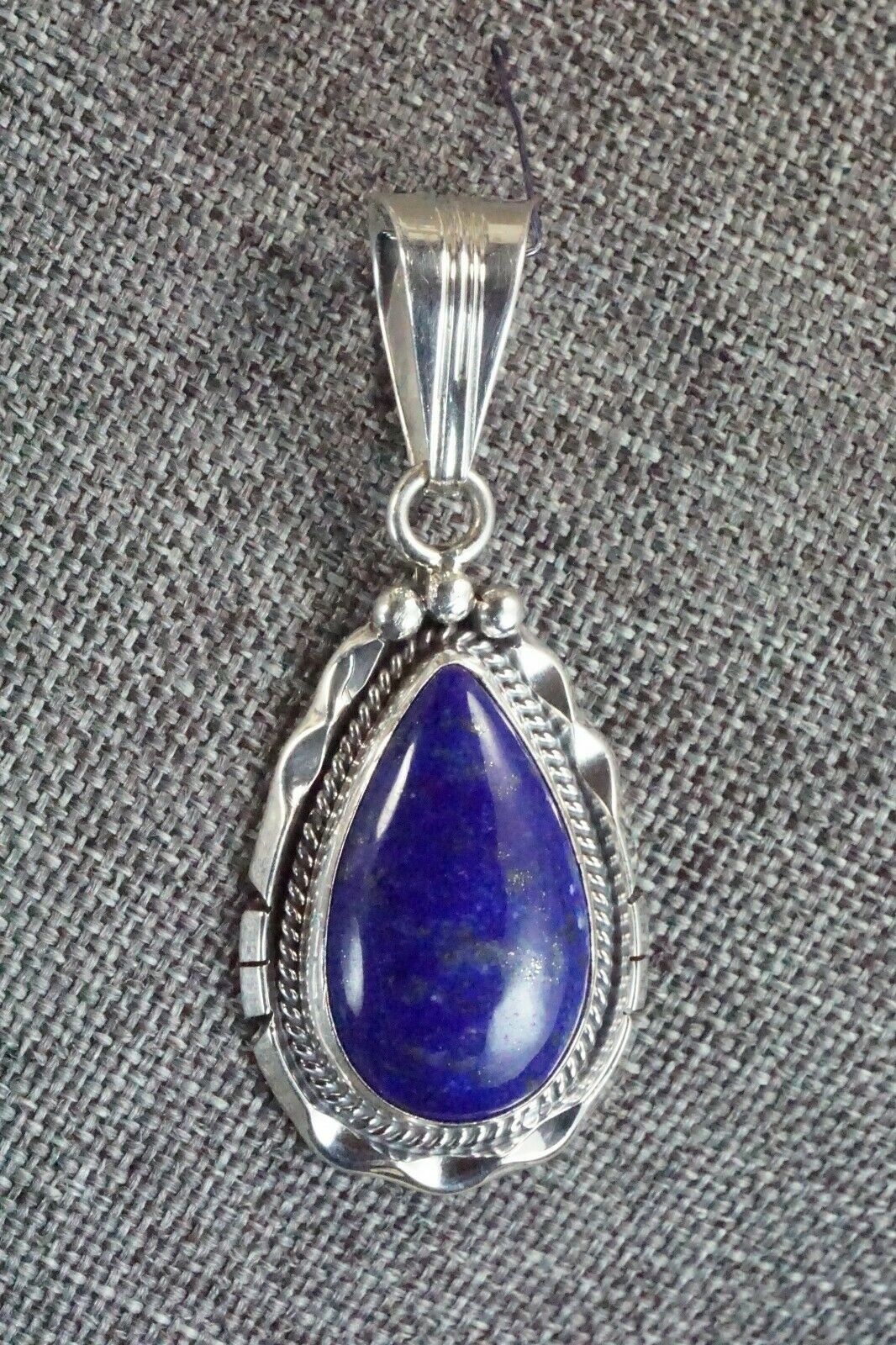 Navajo Lapis and Sterling Silver Pendant - Samuel Yellowhair