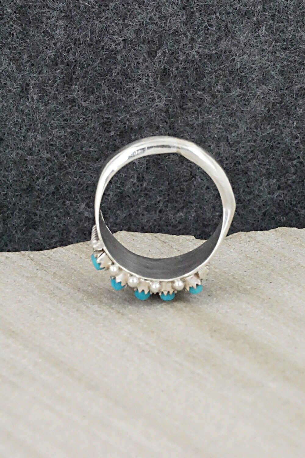 Turquoise & Sterling Silver Ring - April Haloo - Size 6