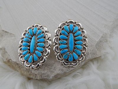 Navajo Turquoise & Sterling Silver Earrings - Stephanie Wilson - High Lonesome Trading