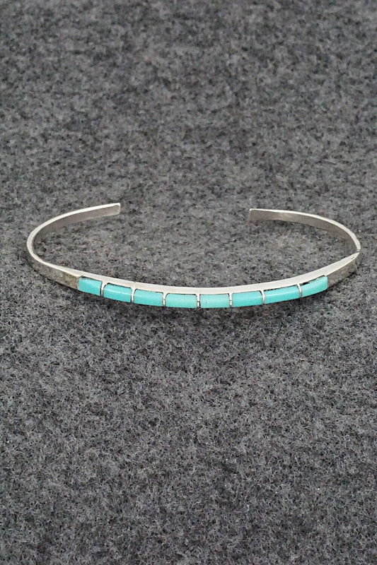 Turquoise & Sterling Silver Inlay Bracelet - Jeanette Chavez