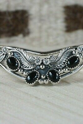 Navajo Onyx and Sterling Silver Bracelet - Roberta Begay - High Lonesome Trading