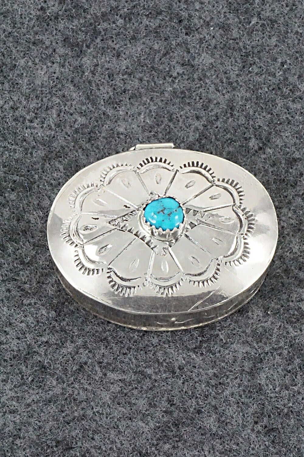 Turquoise & Sterling Silver Pill Box - Elouise Curtis