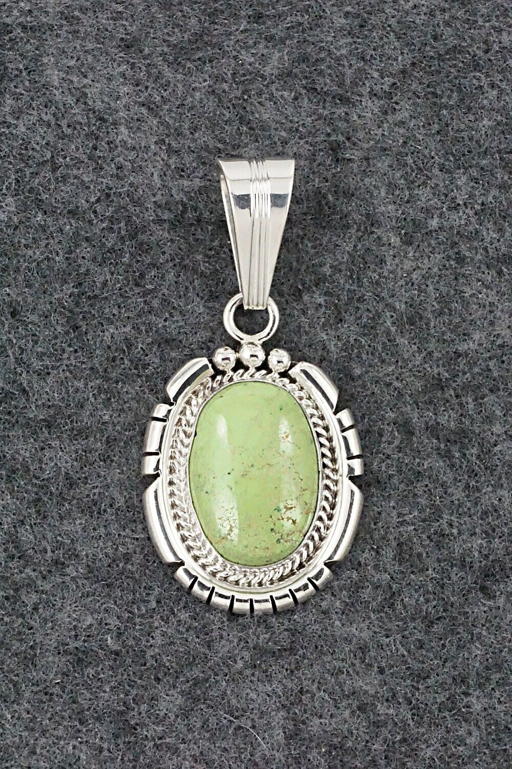 Gaspeite & Sterling Silver Pendant - Samuel Yellowhair