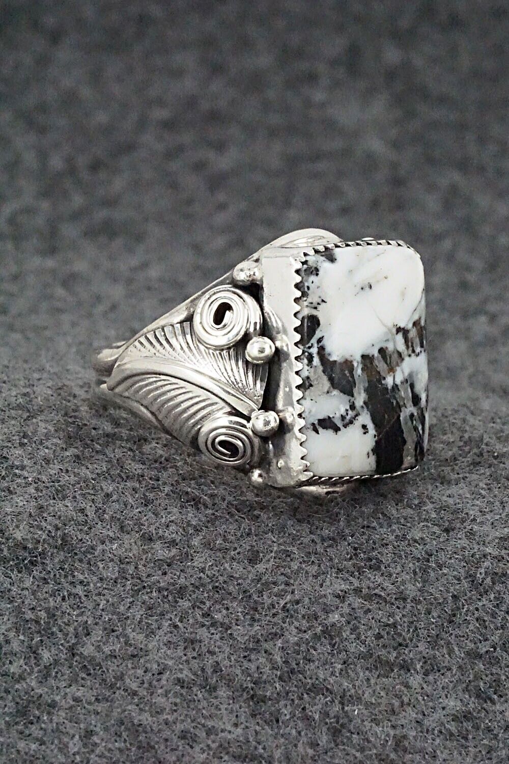 White Buffalo & Sterling Silver Ring - Darrell Morgan - Size 12