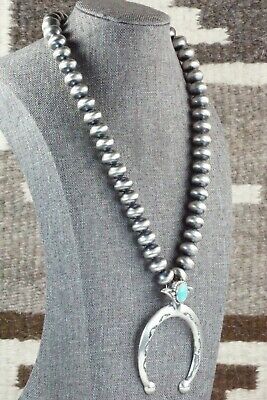 Turquoise & Sterling Silver Squash Blossom Necklace - Jan Mariano