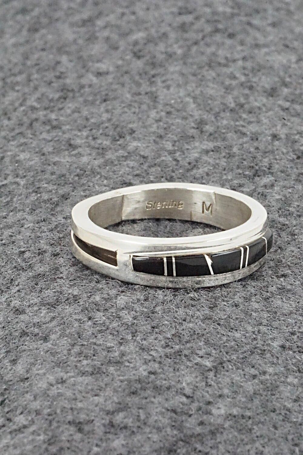 Onyx & Sterling Silver Inlay Ring - Wilbert Muskett Jr. - Size 11.5