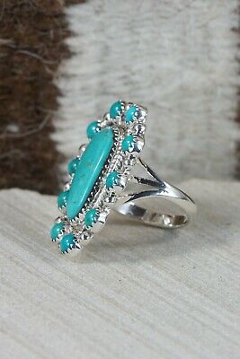 Navajo Turquoise and Sterling Silver Ring - Roberta Begay - Size 8.5