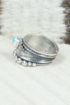 Turquoise & Sterling Silver Ring - Tom Lewis - Size 10