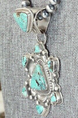 Turquoise and Sterling Silver Pendant & Necklace - Tom Lewis