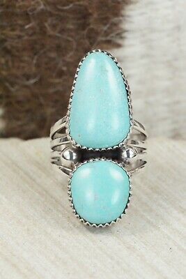 Turquoise and Sterling Silver Ring - Alvin Joe - Size 8.25