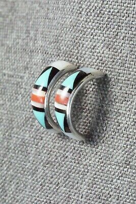 Multi Stone Inlay & Sterling Silver Earrings - Delberta Boone