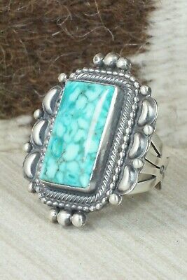 Turquoise & Sterling Silver Ring - Tom Lewis - Size 9.25
