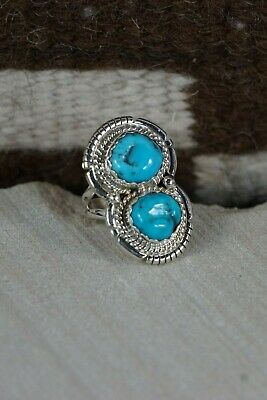 Navajo Turquoise and Sterling Silver Ring - Kay Yazzie - Size 7 - High Lonesome Trading