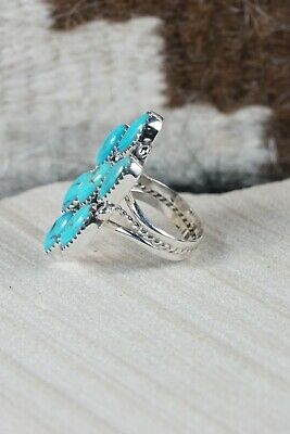 Navajo 7 Stone Turquoise and Sterling Silver Ring - Roberta Begay - 8