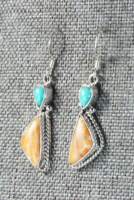 Turquoise, Spiny Oyster & Sterling Silver Earrings - Gary Shorty