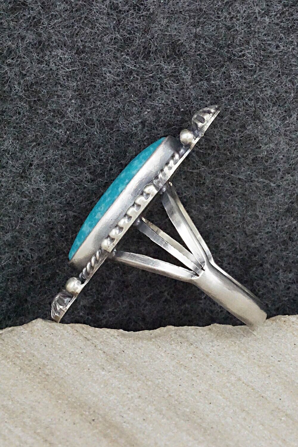 Turquoise & Sterling Silver Ring - Samuel Yellowhair - Size 7.75