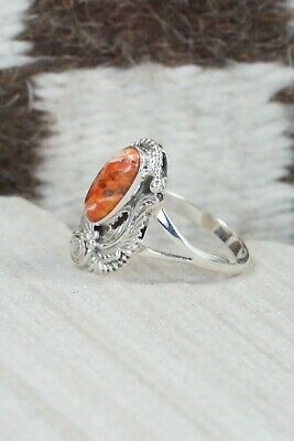 Spiny Oyster and Sterling Silver Ring - Genevieve Frank - Size 7.5