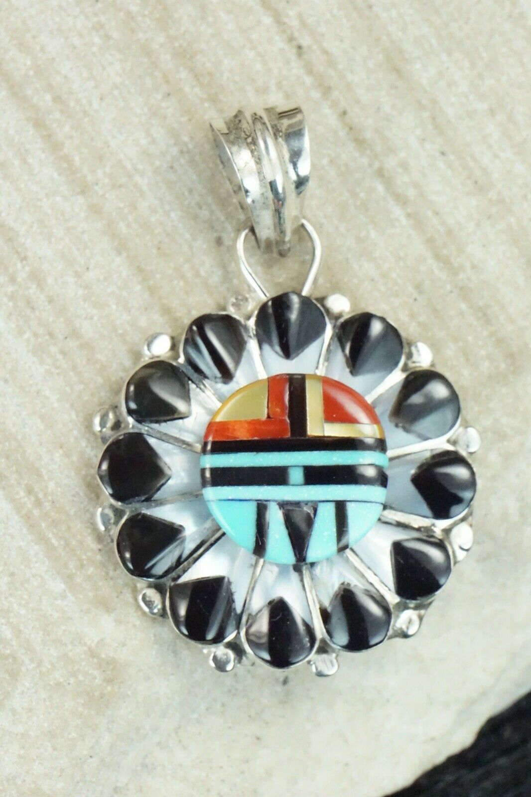 Multi Stone & Sterling Silver Pendant - Andrick Dewa