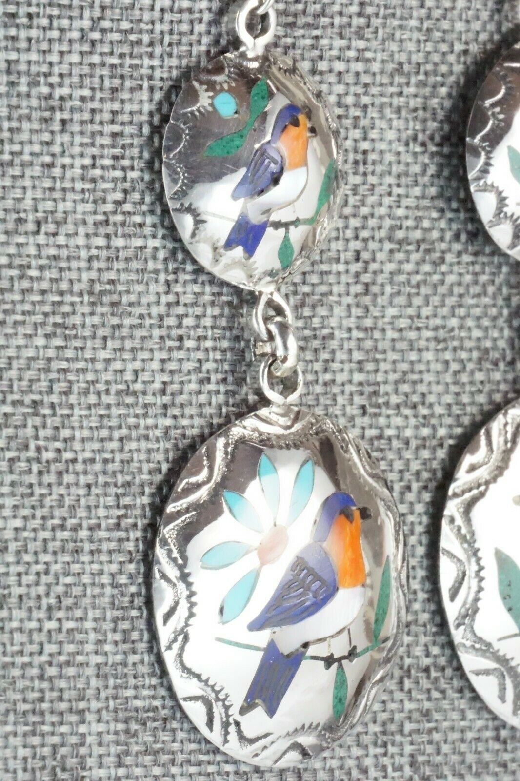 Multi Stone & Sterling Silver Earrings - Quintin Quam Sr.