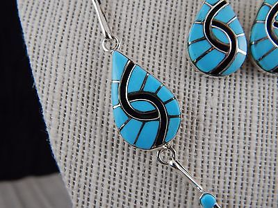 Zuni Sterling Silver & Turquoise Necklace & Earring Set - Amy Wesley - High Lonesome Trading