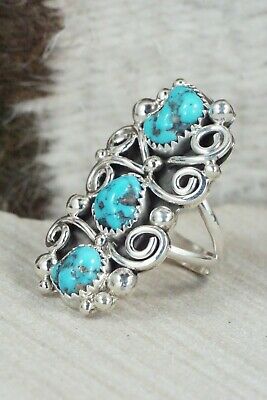 Turquoise & Sterling Silver Ring - Shirley Largo - Size 5.75