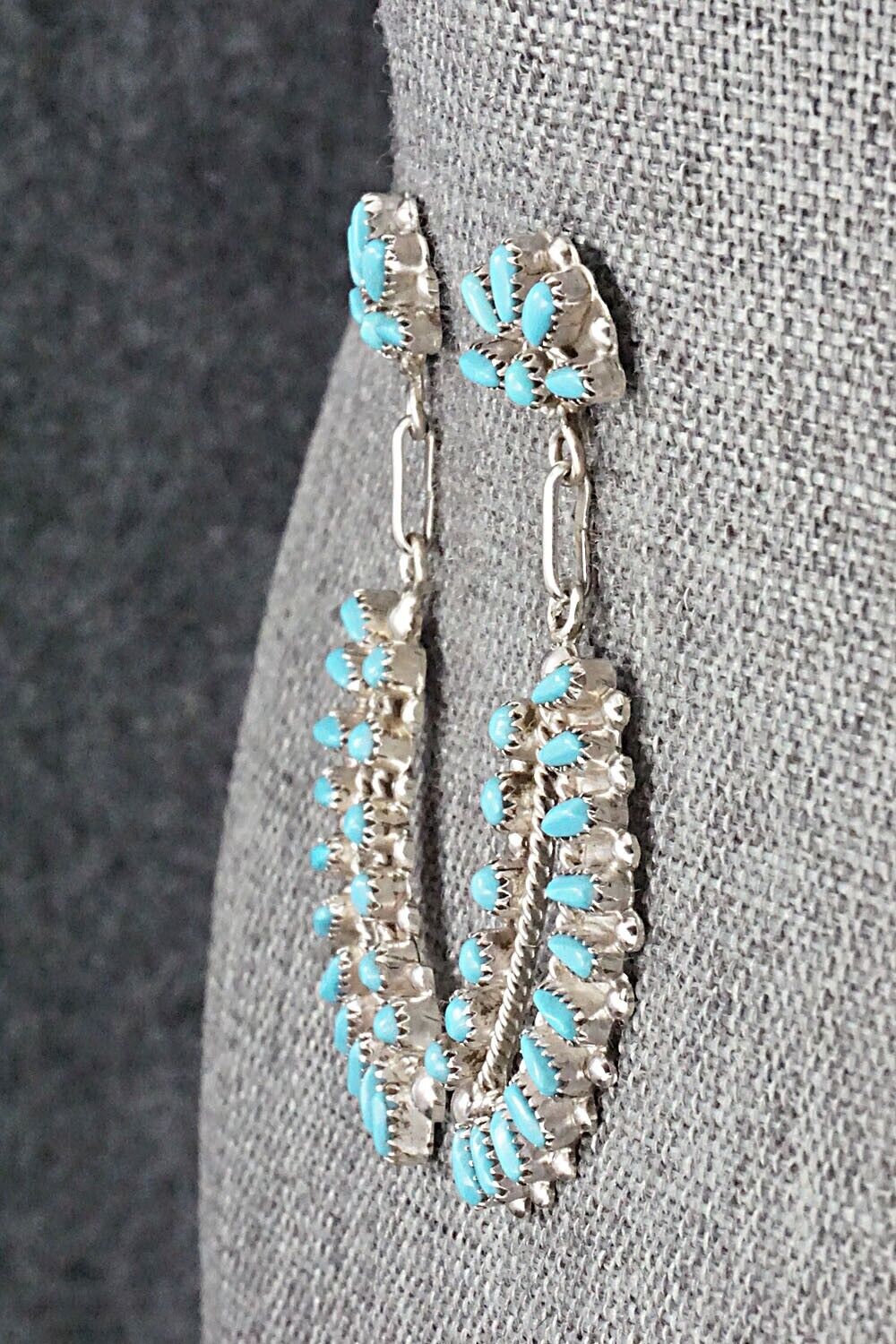 Turquoise & Sterling Silver Earrings - Vergie Lonjose