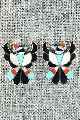 Multi Stone Inlay & Sterling Silver Earrings - Breon Wallace