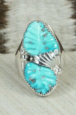 Turquoise & Sterling Silver Ring - Lyolita Tsattie - Size 13.5