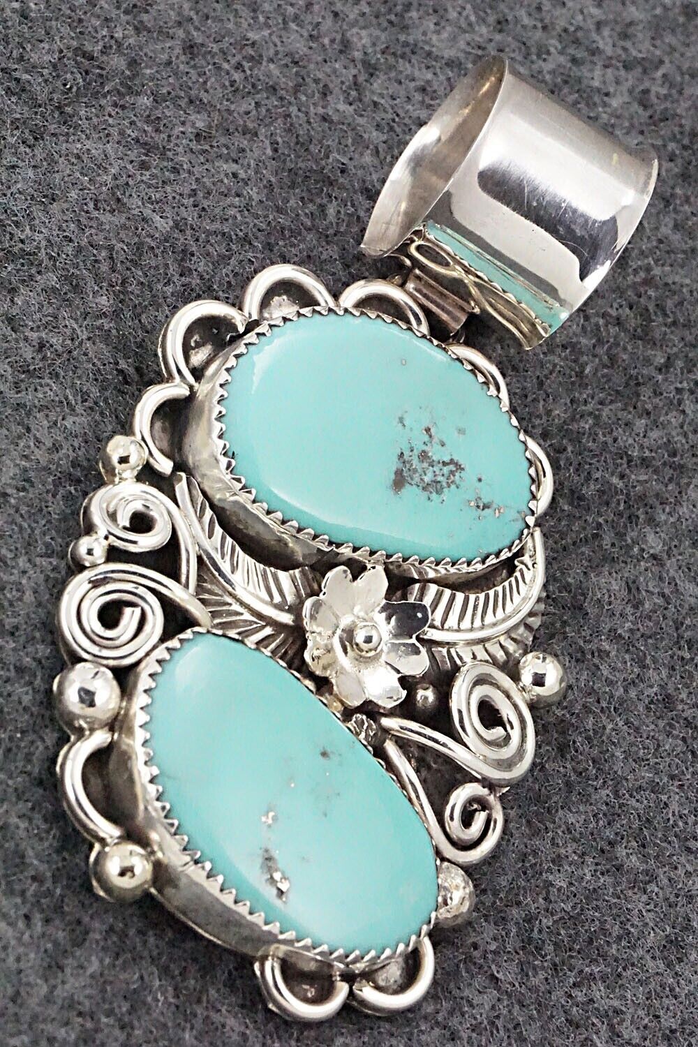 Turquoise & Sterling Silver Pendant - Shirley Largo