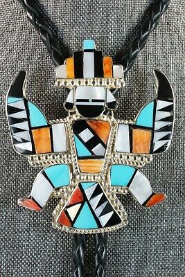 Zuni Inlay Dancer & Sterling Silver Bolo Tie - Marisa Selecion