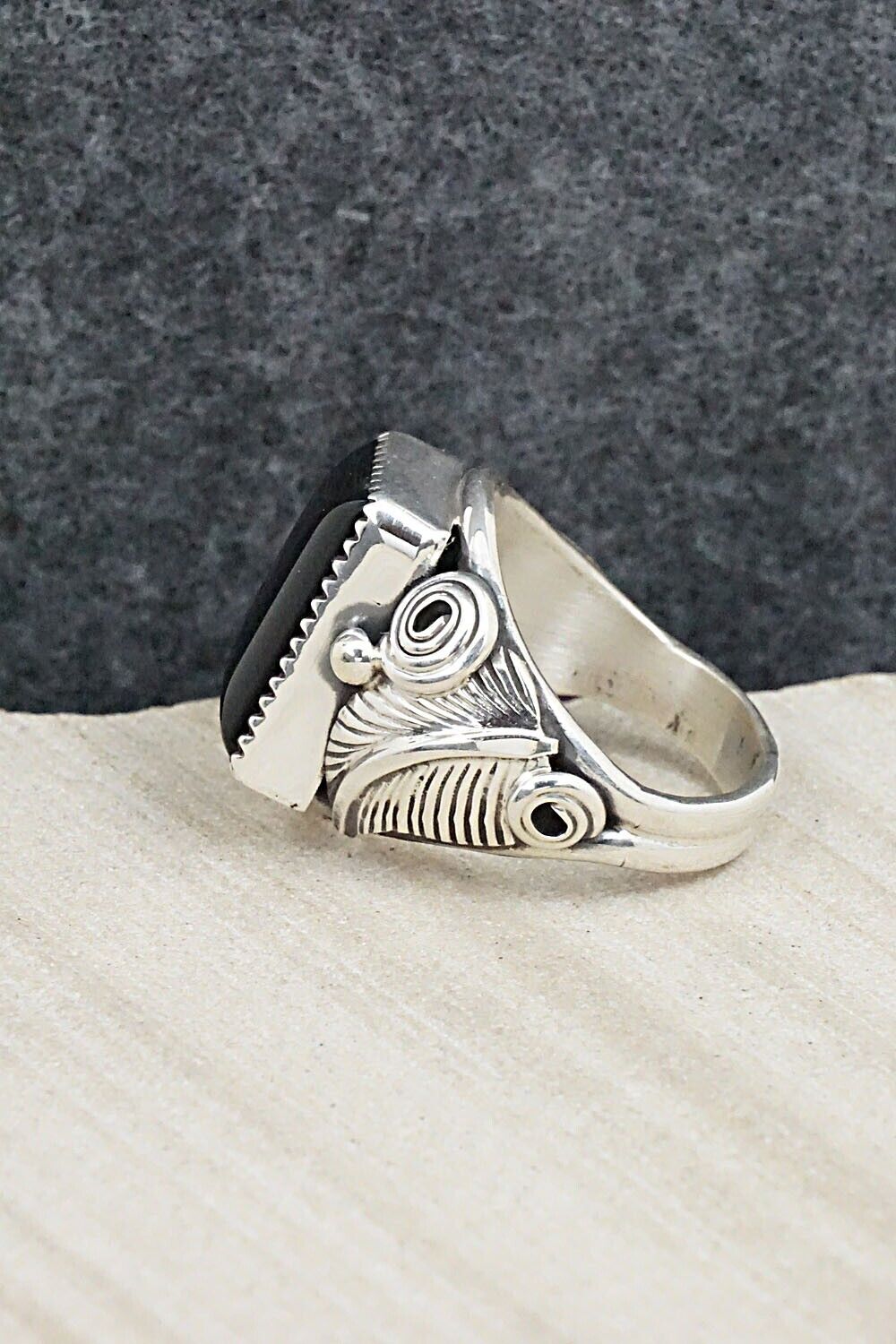 Onyx & Sterling Silver Ring - Darrell Morgan - Size 10