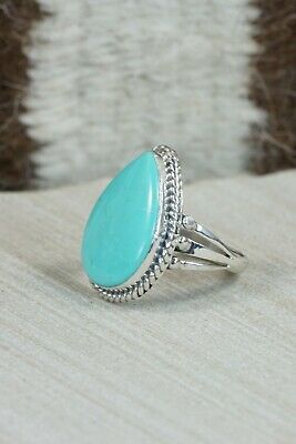 Navajo Turquoise and Sterling Silver Ring - Tom Dinetso - Size 7.25